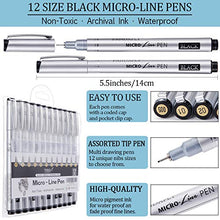 Load image into Gallery viewer, PANDAFLY Micro-Pen Fineliner Ink Pens, Precision Multiliner Pens for Artist Illustration, Sketching, Calligraphy,Technical Drawing, Manga, Anime, Scrapbooking (12 Size/Black)