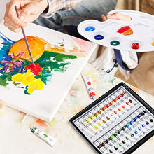 Load image into Gallery viewer, TOPELEK 29pcs Acrylic Paint Set, 24 Colors, 3 Paintbrushes, 1 Palette, 1 Canvas,Perfect for Canvas, Wood, Ceramic, Fabric etc, Good Blending & Rich Pigments for Beginner, Professional, Students