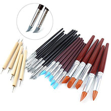 Load image into Gallery viewer, Hamineler 25 Pcs Clay Sculpting Tools Polymer Stylus Tool Set, Clay Shaping Tools Rubber Brushes Wipe Out Tool for Sculpture Pottery, Blending, Drawing