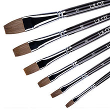 Load image into Gallery viewer, 6 Pieces Flat Paint Brush Artist Sable Brush Set with Wooden Handle for Watercolor, Acrylic and Oil Painting Perfect for Beginners, Artists and Painting Lovers
