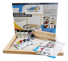 Load image into Gallery viewer, System 3 Printing Set by Daler Rowney, Transparent Screen, Wooden frame 41 x 55 cm, Squeegee 28.5 x 0.8 cm, 5 x 75 ml paints