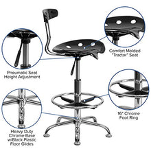 Load image into Gallery viewer, Flash Furniture Vibrant Black and Chrome Drafting Stool with Tractor Seat