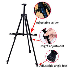 Load image into Gallery viewer, 66 Inches Arts Crafts Easel by Aokbean Aluminum Metal Tripod Easel Stand with Portable Bag Adjustable Height Easel for Floor Painting Displaying (Black)