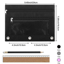 Load image into Gallery viewer, LABUK Pencil Pouch 3 Ring Binder, 3 Pack 3 Color Zipper Pencil Pouch Pencil Case Bag with Double Pocket