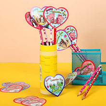 Load image into Gallery viewer, 72 Pieces Valentines Pencils Toppers Cards Valentines Cards Set Valentine's Day Pencils Stationary Kit for Kids Giving School Classroom Exchange Party Favor Supplies