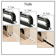Load image into Gallery viewer, STAPLE GUN FOR UPHOLSTERY WITH STAPLE - 2400 STAPLES - STAPLE GUN FOR WOOD, UPHOLSTERY, FURNITURE, CABLES, CRAFTS AND CARPET - STAPLE GUN HEAVY DUTY - U-TYPE, T-TYPE, D-TYPE SHAPED STAPLES