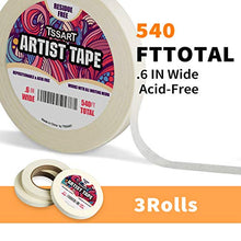 Load image into Gallery viewer, TSSART 3 Pack White Artist Tape - Masking Artists Tape for Drafting Art Watercolor Painting Canvas Framing - Acid Free 0.6inch Wide 540FT Long Total