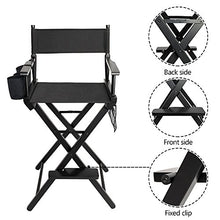 Load image into Gallery viewer, mefeir 31" Height Tall Director Chair Folding Artist Makeup with Replacement Cover, Storage Side Bags, Portable Footrest, Support 250 lbs,Solid Hardwood & Polyester Black