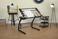 Load image into Gallery viewer, SD STUDIO DESIGNS Triflex Drawing Table, Sit to Stand Up Adjustable Office Home Computer Desk, 35.25" W X 23.5" D, Charcoal Black/Clear Glass