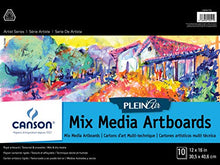 Load image into Gallery viewer, Canson Plein Air Mix Media Art Board Pad for Watercolor, Acrylic, Pens and Pencils, 12 x 16 Inch, Set of 10 Boards