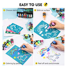 Load image into Gallery viewer, 3D Fabric Paint, Magicfly 40 Colors Permanent Textile Paint with 3 Brushes and Stencils, Permanent Fabric Paint with Fluorescent, Glow in The Dark, Glitter, Metallic Colors for Clothing, T-Shirt, Glas