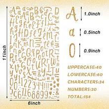 Load image into Gallery viewer, Gersoniel 6 Sheets Glitter Cursive Alphabet Letter and Number Stickers Assorted DIY Self-Adhesive Stickers for Arts and Crafts Scrapbook Cards Home Decoration Supplies (Black, Silver, Gold)