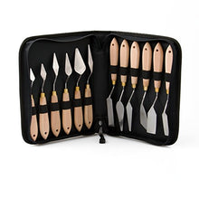 Load image into Gallery viewer, Palette Painting Knife Set 12 Pack with Carrying Case- Stainless Steel Art Paint Knives