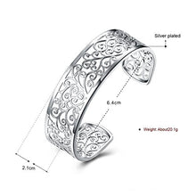 Load image into Gallery viewer, JHWZAIY 925 Sterling Silver Bangle Cuff Bracelets For Women, Hollow Open Bangle Bracelet Jewelry For Women (Silver)