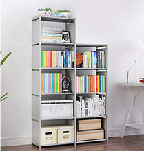 Load image into Gallery viewer, 9 Storage Cubes, 4 Tire Shelving Bookcase Cabinet, DIY Closet Organizers for Living Room Bedroom Office (Gray)