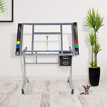 Load image into Gallery viewer, Bonnlo Glass Top Drafting Table, Professional Drawing Desk Art Craft Work Station, Angle Adjustable w/Storage Drawers for Reading, Writing
