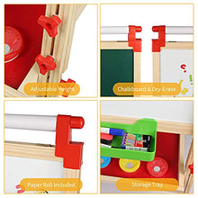 Load image into Gallery viewer, Joyooss Kids Wooden Easel with Extra Letters and Numbers Magnets, Adjustable Double Sided Drawing Board Whiteboard & Chalkboard Dry Easel Board, Children Art Easel for Boys Girls Painting Drawing