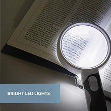 Load image into Gallery viewer, iMagniphy Magnifying Glass with 2 Lens & Powerful LED Light - 5X & 10X Handheld Magnifying Glass Light Set for Seniors with Macular Degeneration, Reading, Soldering, Inspection, Coins & Jewelry