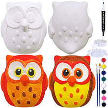 Load image into Gallery viewer, 4 Sets DIY Ceramic Owls Figurines Paint Craft Kit Unpainted Bisque Ceramics Paintable Owls Ceramics Ready to Paint for Holiday at-Home Classroom DIY Craft Project