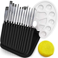 Load image into Gallery viewer, Paint Brushes Set for Acrylic Oil Watercolor, Artist Face and Body Professional Painting Kits with Synthetic Nylon Tips (Black 12 pcs)