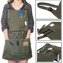 Load image into Gallery viewer, Adjustable Artist Apron with Pockets Unisex Painter Canvas Apron Painting Aprons for Arts Gardening Utility or Work