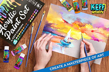 Load image into Gallery viewer, KEFF Creations Acrylic Paint, Acrylic Paint Set, 30 Colors Acrylic Bottles with 3 Paintbrushes and Paint Palette. Acrylic Painting Supplies, Great for Canvas, Rock Paining, Wood, Glass, Crafts