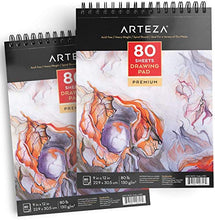 Load image into Gallery viewer, ARTEZA 9X12 Drawing Pad, Pack of 2, 160 Sheets (80lb/130g), Spiral Bound Artist Drawing Books, 80 Sheets Each, Durable Acid Free Sketch Paper, Ideal for Kids & Adults, Bright White