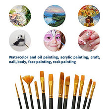 Load image into Gallery viewer, Snoya Acrylic Paint Brushes Set 12 Pcs Nylon Hair Professional Paint Brushes Artist for Kids and Adults to Create Art Acrylic Oil Watercolor, Body Face Painting Kits