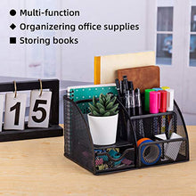 Load image into Gallery viewer, MDHAND Office Desk Organizer and Accessories, Mesh Desk Organizer with 6 Compartments + Drawer