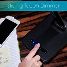 Load image into Gallery viewer, OttLite Renew LED Desk Lamp with 2.1A USB Charging Port and LCD Screen That Displays Date, Time and Temperature, Black