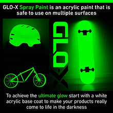 Load image into Gallery viewer, GLO-X Glow In The Dark Spray Paint (10.6oz Can) - Green Spray Paint - Powered Light & Sun Activated Glow In The Dark Paint for Metal & Plastic - Glow Acrylic Paint for Outdoors - Fishing Lure Paint
