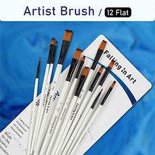 Load image into Gallery viewer, Falling in Art Paint Brushes Set, 12 PCS Nylon Professional Flat Paint Brushes for Watercolor, Oil Painting, Acrylic, Face Body Nail Art, Crafts, Rock Painting