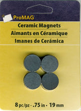 Load image into Gallery viewer, ProMag AFG12507 Round Ceramic Magnet, 0.75-Inch, 8-Pack