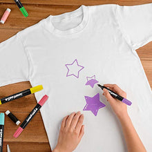 Load image into Gallery viewer, Super Markers 20 Unique Colors Dual Tip Fabric & T-Shirt Marker Set-Double-Ended Fabric Markers with Chisel Point and Fine Point Tips - 20 Permanent Ink Vibrant and Bold Colors