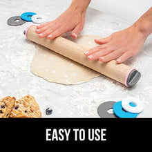 Load image into Gallery viewer, Gorilla Grip Premium Rolling Pin, Adjustable Dough Roller Solid Beechwood, Removable Thickness Rings to Measure Doughs Professional Home Kitchen Baking Utensil, Pizza Pies, Black Gray White Light Gray