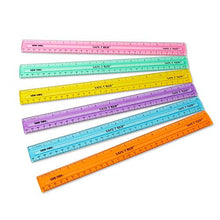 Load image into Gallery viewer, hand2mind Safe-T Ruler for Kids Math, Rainbow Plastic Rulers, Flat 12 in. Flexible Rulers, Safety Ruler for Measurement, Safety Kids School Supplies, Straight Shatter-Resistant Rulers (Pack of 24)