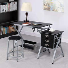 Load image into Gallery viewer, YAHEETECH Adjustable Drafting Table Drawing/Draft Art Desk for Adults Craft Supplies w/Stool and Storage Drawers Art Studio Design Craft Station