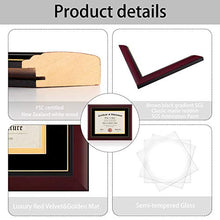 Load image into Gallery viewer, ELSKER&HOME 11×14 Certificate Frame - Solid Wood - Wide Molding - Luxury Black Velvet Mat - Semi-Tempered Glass - ONLY Fits 11×14 Document/Certificate (Velvet Mat,Black with Golden Rim)