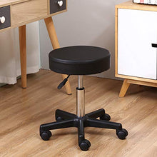 Load image into Gallery viewer, KKTONER Round Rolling Stool PU Leather Height Adjustable Swivel Drafting Work SPA Medical Salon Stools Chair with Wheels Black