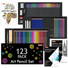Load image into Gallery viewer, Shuttle Art 123 Pack Art Pencil Set, 36 Watercolor Pencils,36 Oil Based Pencils,12 Sketch Pencils,12 Metallic Color Pencils,12 Charcoal Pencils,15 Pieces Drawing Kit, Great Gift for Kids Adults