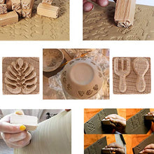 Load image into Gallery viewer, OwnMy Set of 16 Clay Modeling Pattern Stamp Kit Pottery Stamps for Clay, Wooden Clay Pottery Stamps Pottery Tool Wood Block Stamps, Clay Rolling Pin Textured Stamp Press Wooden Pottery Roller Tools
