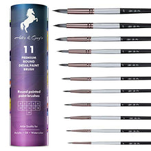 Load image into Gallery viewer, Round Watercolor Brushes Variety Set of 11 Water Color Brushes - Artist Quality for Watercolor Paints, Acrylic, Inks, Gouache, Oil and Tempera by Adi's&Guy's