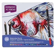 Load image into Gallery viewer, Derwent Academy Watercolor Pencils, 3.3mm Core, Metal Tin, 24 Count (2301942)