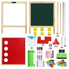 Load image into Gallery viewer, Joyooss Kids Wooden Easel with Extra Letters and Numbers Magnets, Adjustable Double Sided Drawing Board Whiteboard & Chalkboard Dry Easel Board, Children Art Easel for Boys Girls Painting Drawing