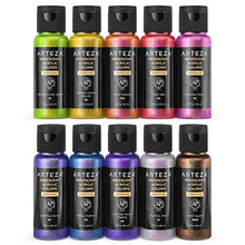 Load image into Gallery viewer, Arteza Iridescent Acrylic Paint, Set of 10 Chameleon Colors, 2-oz/60ml Bottles, High Viscosity Shimmer Paint, Water-Based, Blendable Paints, Art Supplies for Canvas, Wood, Rocks, Fabrics
