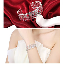 Load image into Gallery viewer, JHWZAIY 925 Sterling Silver Bangle Cuff Bracelets For Women, Hollow Open Bangle Bracelet Jewelry For Women (Silver)