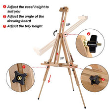 Load image into Gallery viewer, T-SIGN Wood Painting Easel Stand, Portable Art Floor Tripod Beech Easel, Foldable Design, Adjustable Height 36.5 to 75.5 Inches, Adjustable Large Tray for Painting, Sketching, Display