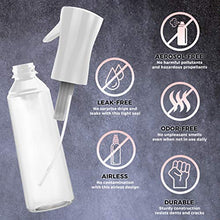 Load image into Gallery viewer, PACK OF 2 Continuous Sprayer Hair Water Ultra Fine Mister Spray Bottle Propellant Free for Hairstyling, Cleaning, Gardening, Misting & Skin Care BPA Free (CLEAR) 10oz / 300ml By alpree