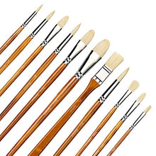 Load image into Gallery viewer, Fuumuui 11pcs Professional Paint Brush Set, 100% Natural Chungking Hog Bristle Artist Brushes for Acrylic and Oils Painting with a Free Carrying Box