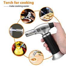 Load image into Gallery viewer, Sondiko Butane Torch, Refillable Kitchen Torch Lighter, Fit All Butane Tanks Blow Torch with Safety Lock and Adjustable Flame for Desserts, Creme Brulee, BBQ and Baking(Butane Gas Not Included)